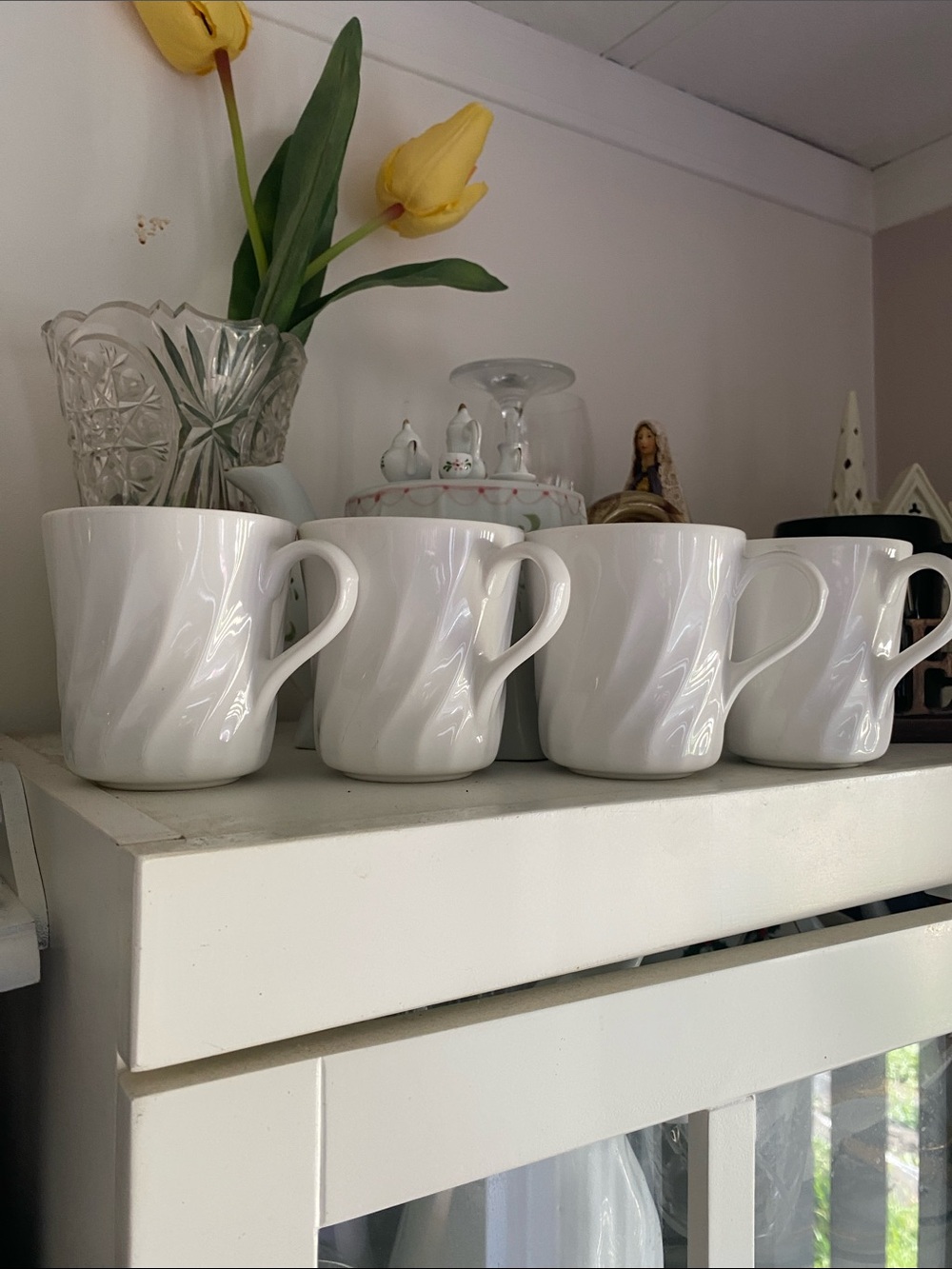 Corelle White Ceramic Coffee Mugs - Set of 4